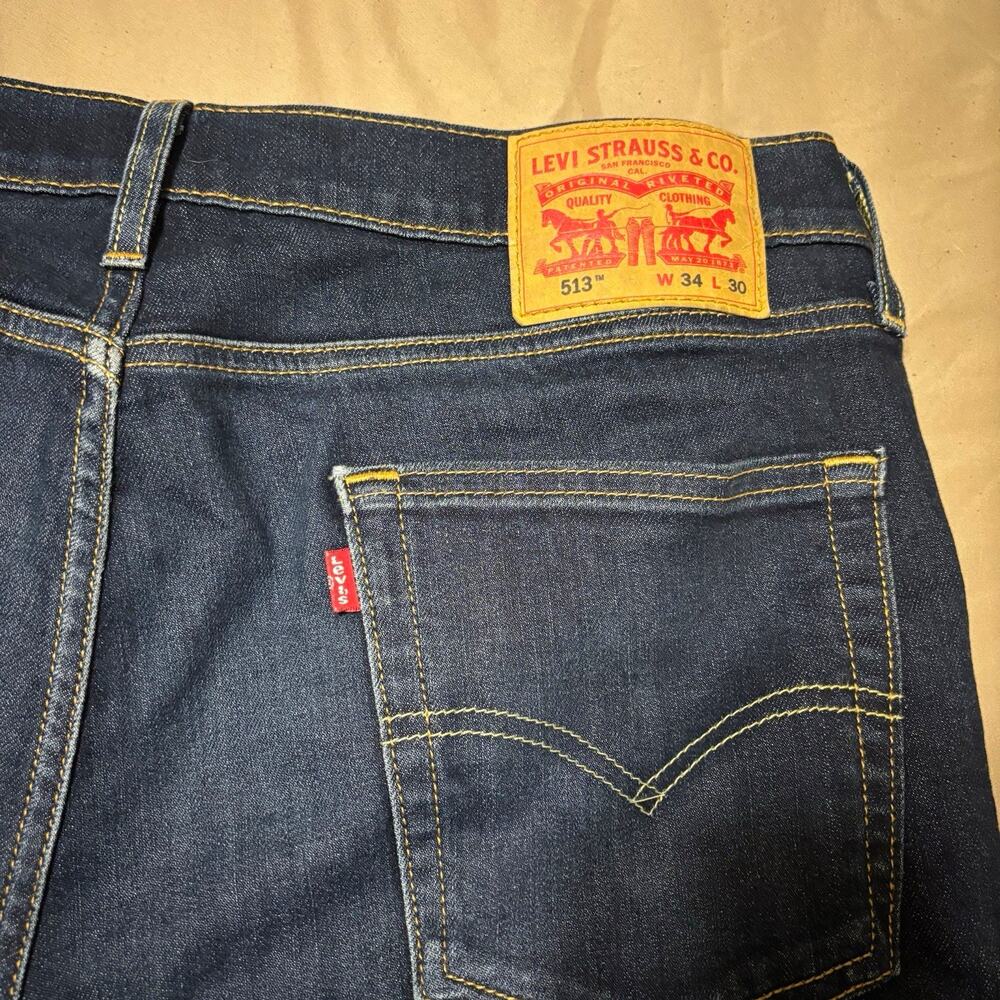Levi's 500 Series Men's 513 Slim Straight Low Rise Dark Wash Blue Denim
